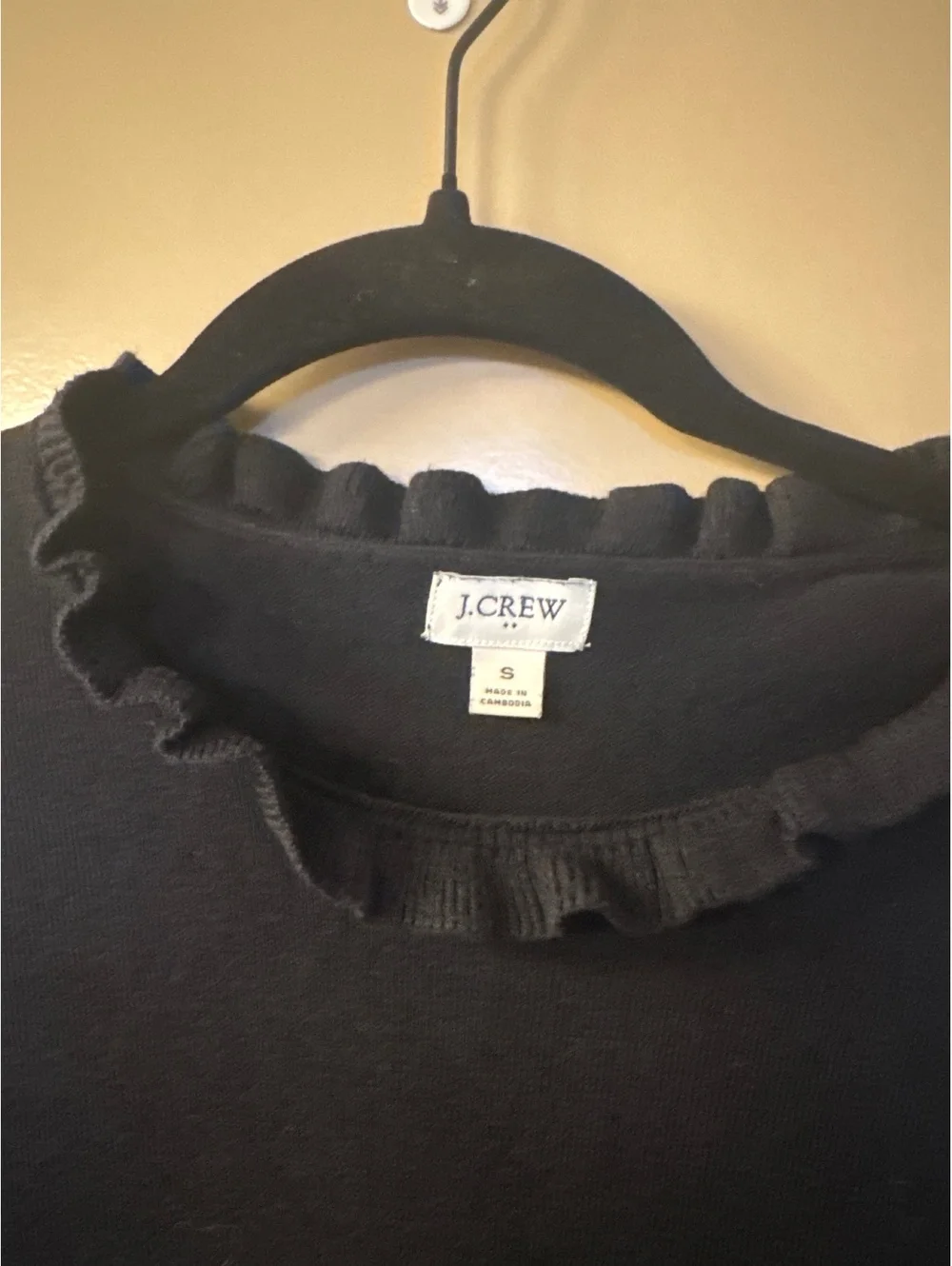 J.Crew Women's Black Ruffle Neck Sweater Size Small